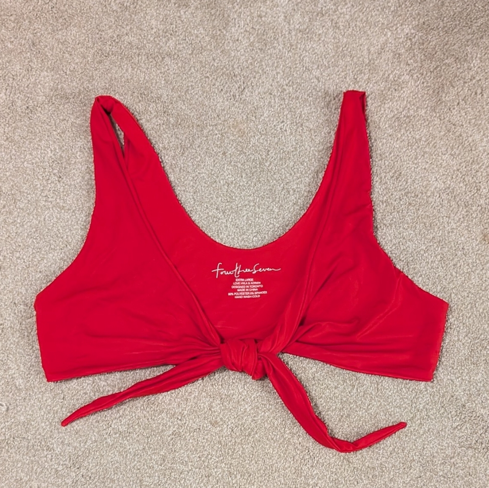 437 Red Tie-Front Bikini Top